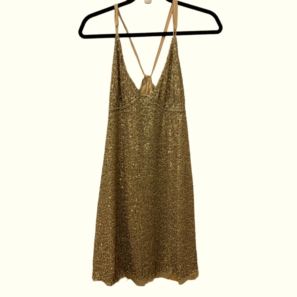 🆕Free People Gold Sequence Slip Dress - Picture 4 of 8